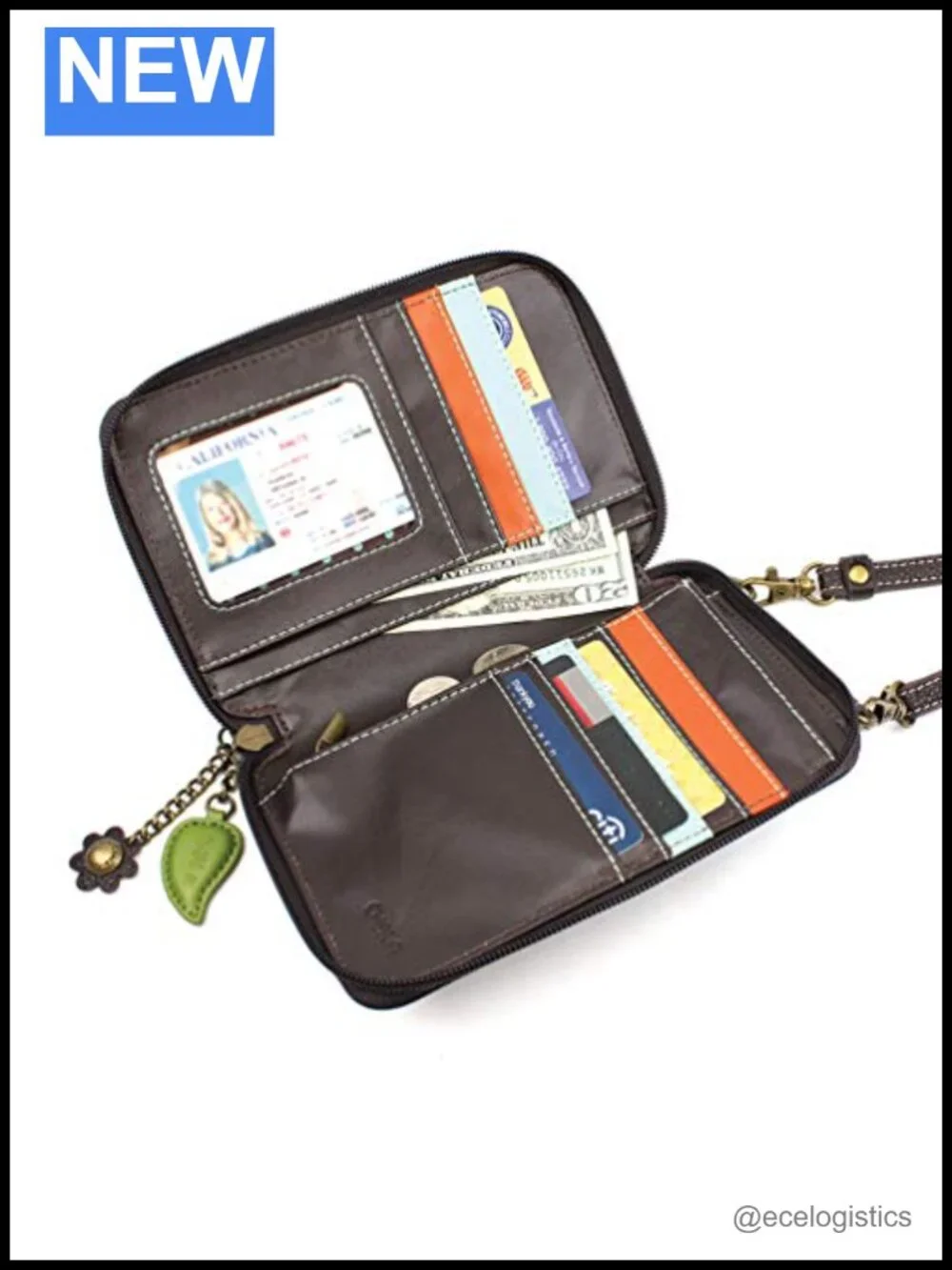 Faux Leather Wallet Crossbody Phone Purse with Adjustable Strap